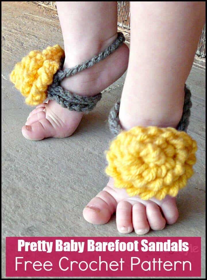 Pretty Baby Barefoot Sandals Free Crochet Pattern